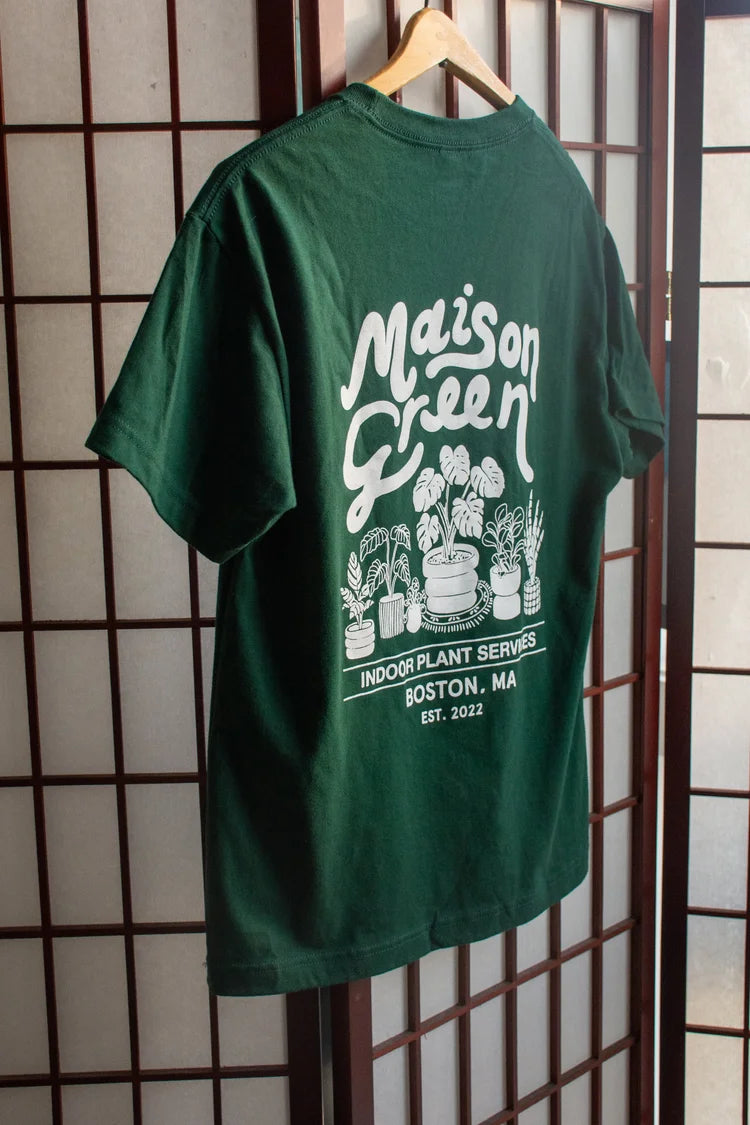Maison Green Monstera Tee – Deep Green (Unisex, Tri-Blend)