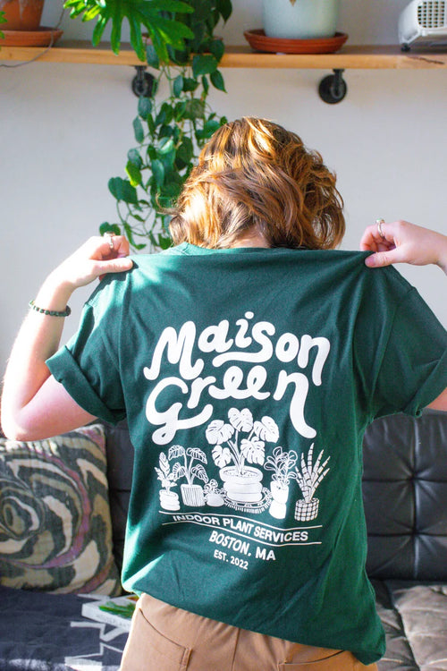 Maison Green Monstera Tee – Deep Green (Unisex, Tri-Blend)