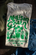 Maison Green Monstera Tee – Natural (Unisex, 100% Cotton)