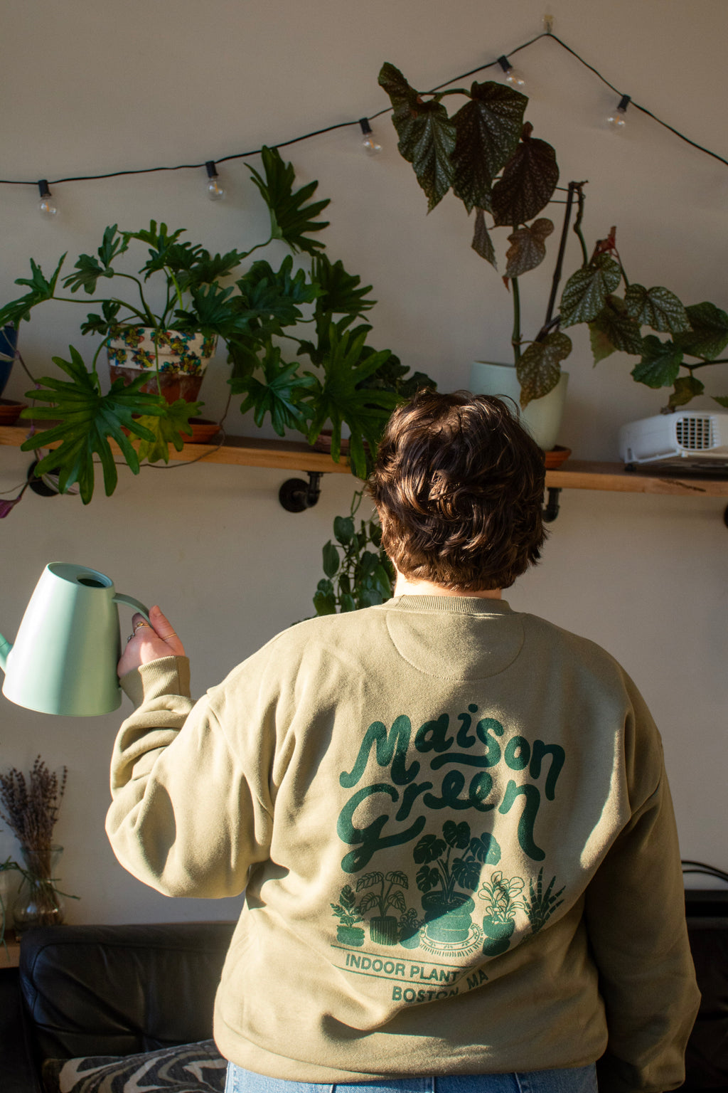 Maison Green Botanical Crewneck – Sage Green (Unisex, Oversized Fit)